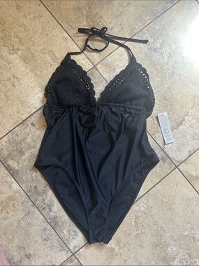 No Boundaries Black Crochet One-Piece Swimsuit